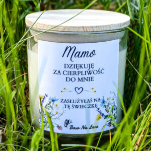 Świeca sojowa „Mamo, dziękuję za cierpliwość do mnie. Zasłużyłaś na tę świeczkę” 180 ml